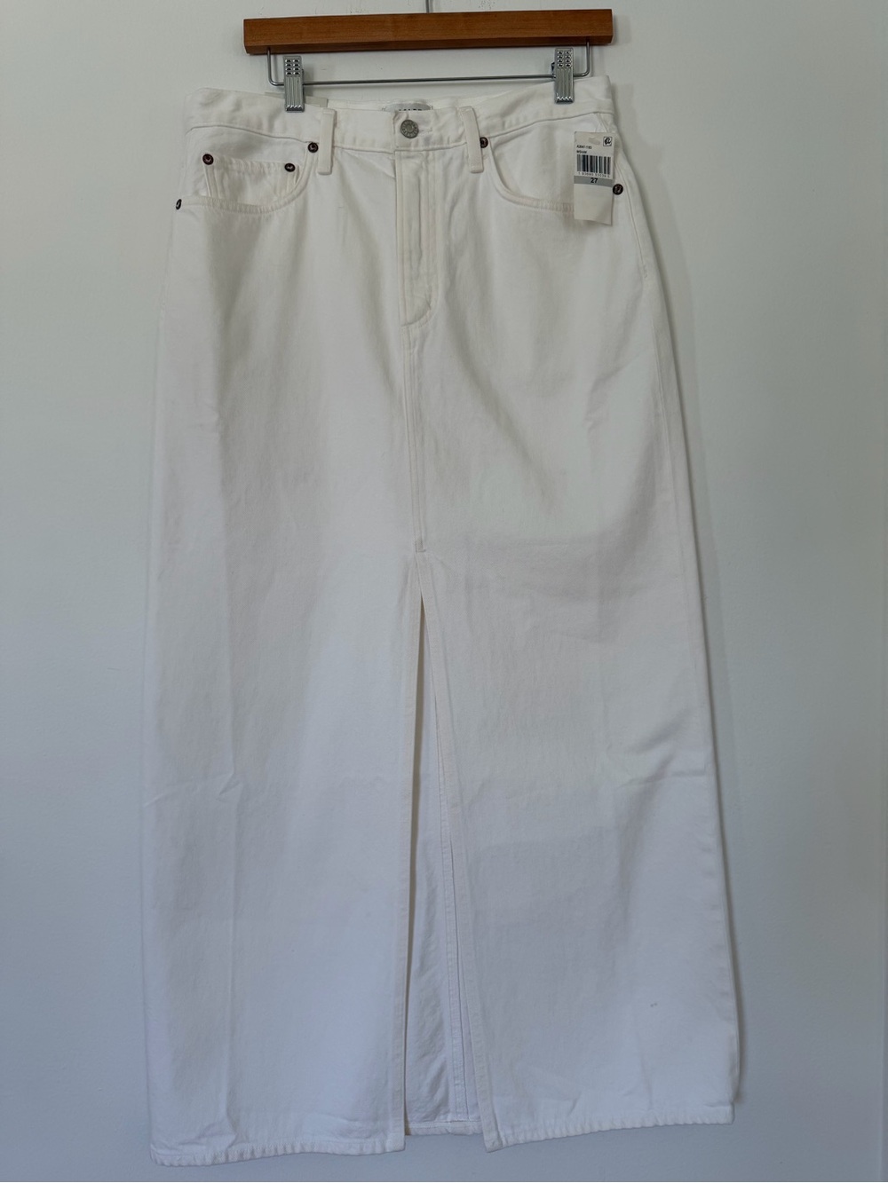 Agolde White Maxi Denim Skirt